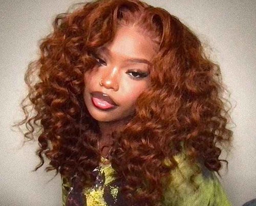MITIMES 16inch HD Pre Plucked Ginger Curly Lace Front Wig Human Hair Blend Synthetic Ginger Orange Short Curly Lace Front Wigs for Black Women