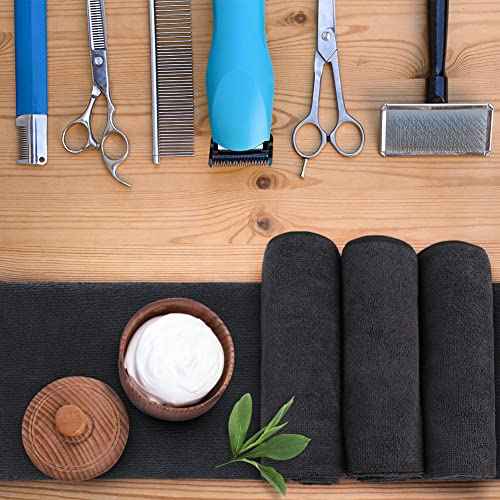 Orighty Black Salon Towel, Pack of 12 (Not Bleach Proof, 16 x 29 Inches) Super Soft and Absorbent Microfiber Hair Salon Towels for Salon, Hand, Gym, Bath, Spa and Home Hair Care