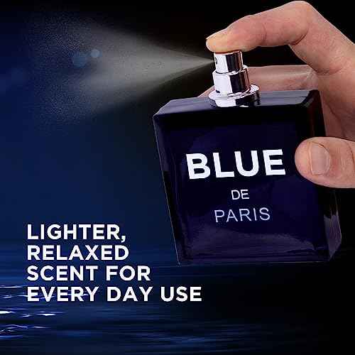 NovoGlow Blue De Paris For Men - 3.4 Fl. Oz. 100ml Men's Perfume Carrying Pouch - Refreshing Combination of Woody Floral & Fruity Scents - Masculine Scent Lasts All Day A Gift for Any Occasion