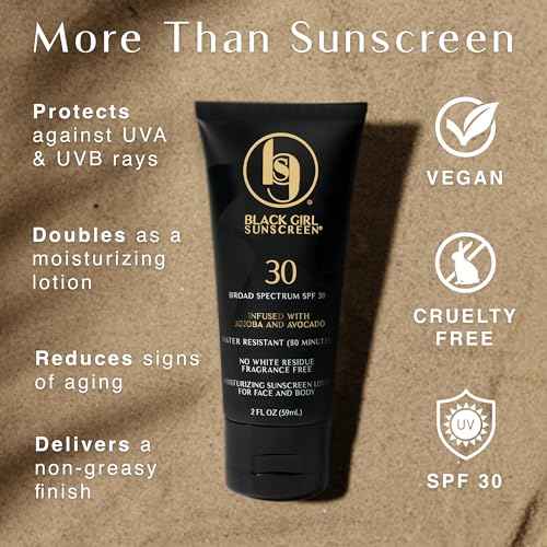 BLACK GIRL SUNSCREEN - Face & Body Moisturizing Sunscreen Lotion SPF 30, No White-Residue for Melanin Rich Skin (2 Fl. Oz.)