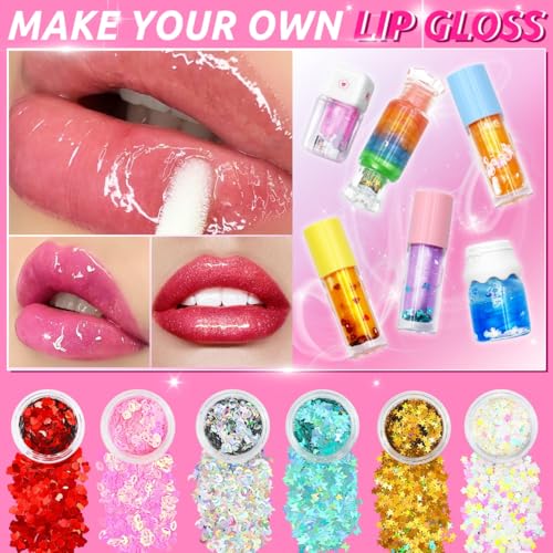 74PCS DIY Lip Gloss Making Kit£¬Make Your Own Lip Glosses Set Moisturizing Lip Glaze Handmade Glittery Set for Makeup Lover Beginner Teen Girl Gifts£¬200ml Lipgloss Base