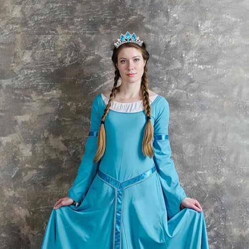 Elsa Crown Tiaras for Girls, Vofler Frozen Princess Mermaid Costume Blue Silver Headband Hair Accessories for Women Queen Adult Womens Little Girl Kids Birthday Wedding Pageant Prom Halloween Party