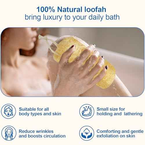 Natural Loofah Sponge (4 Packs), 6¡° Natural Loofah Exfoliating Body Scrubber Egyptian Loofa Eco 100% All Natural luffa Cleaning for Men Women Deep Clean Skin