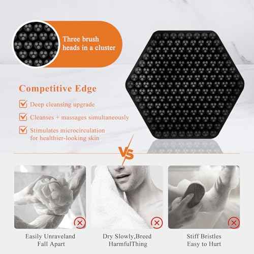 VWMYQ Silicone Face Scrubber for Men, Gentle Exfoliator Pad & Massager, Facial Cleansing Brush Silicone Face Wash Brush Removes Dead & Dry Skin (Black)