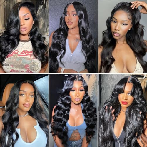 CHEEON Body Wave Bundles Human Hair 20 22 24 Inch Human Hair Bundles 12A Grade Unprocessed Brazilian Virgin Hair Extensions 3 Bundles Deal Natural Black