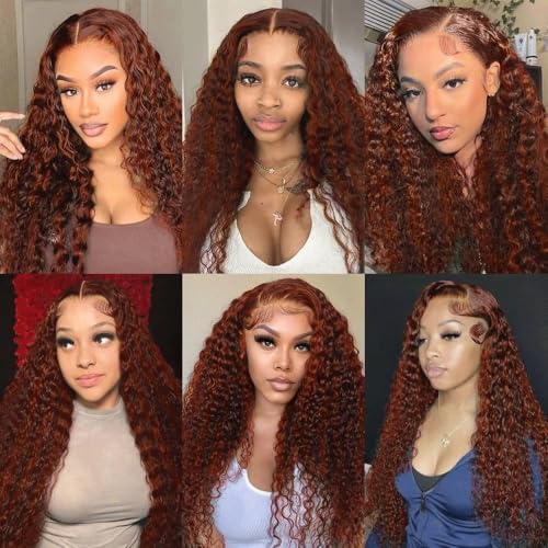 Highlight Bundles P33/350 Deep Curly Human Hair Bundle Ombre Ginger Brown 3 Bundles 20 22 24 Inch Two Tone Color 33 Copper Mixed With Ginger Orange Bundle 300G