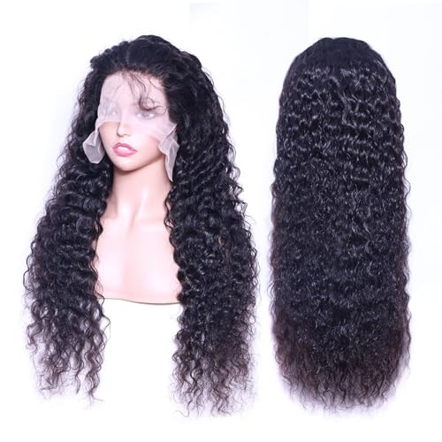 28 Inch Deep Wave Lace Front Wigs Human Hair 13x4 Deep Curly Frontal Wig Pre Plucked 180% Density HD Transparent Lace Front Wigs for Black Women Deep Wave Frontal Wigs with Baby Hair