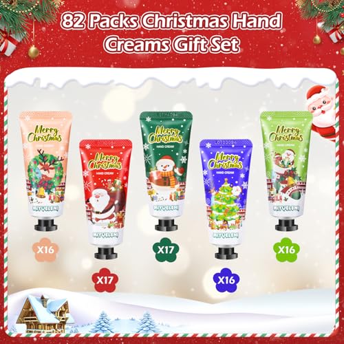 82 Pcs Christmas Hand Cream Gift Set, Bulk Christmas Gifts, Hand Lotion Travel Size,Mini Lotion bulk,Holiday Gifts For Women Coworker, Moisturizing Lotions for Christmas Stocking Stuffers Appreciation