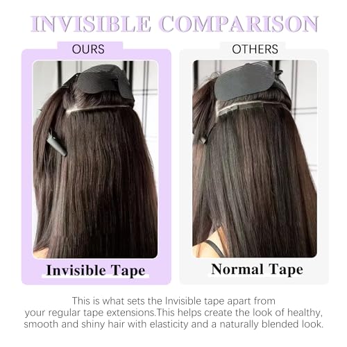 Invisible Tape In Hair Extensions Human Hair Natural Black 16 inch 20pcs 50g/Pack Seamless Invisible Straight Tape ins Human Hair Extensions for Women