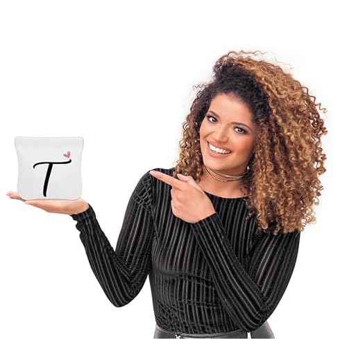 Initial T Personalized Pocket Cosmetic Bag, Waterproof Portable No Zipper Self-closing Makeup Pouch, Mini Travel Storage Makeup Bag, Gift Ideal for Women Girls Teen (BP20)