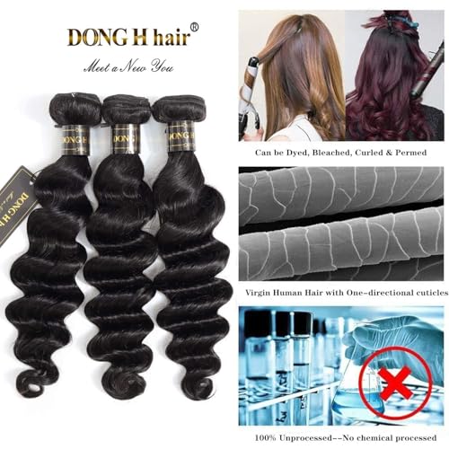 12A Loose Deep Wave Bundles Human Hair 3 Bundles Brazilian Virgin Loose Deep 100% Unprocessed Loose Wave Bundles Human Hair for Women(16" 18" 20",3 bundles)
