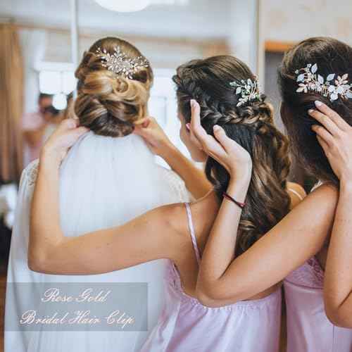 Bridal Hair Accessories Wedding Hair Clip for Brides, Handmade Rhinestone Hair Vine Wedding Head Pieces for Women and Bridesmaids Flower Girls