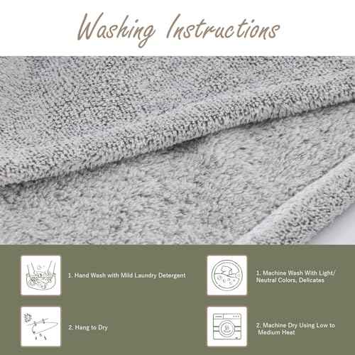 myHomeBody Hair Towel Wrap, Luxury Quick Drying Turban, Ultra Soft Absorbent Charcoal Fiber Cap, with Coconut Shell Button ? Gray