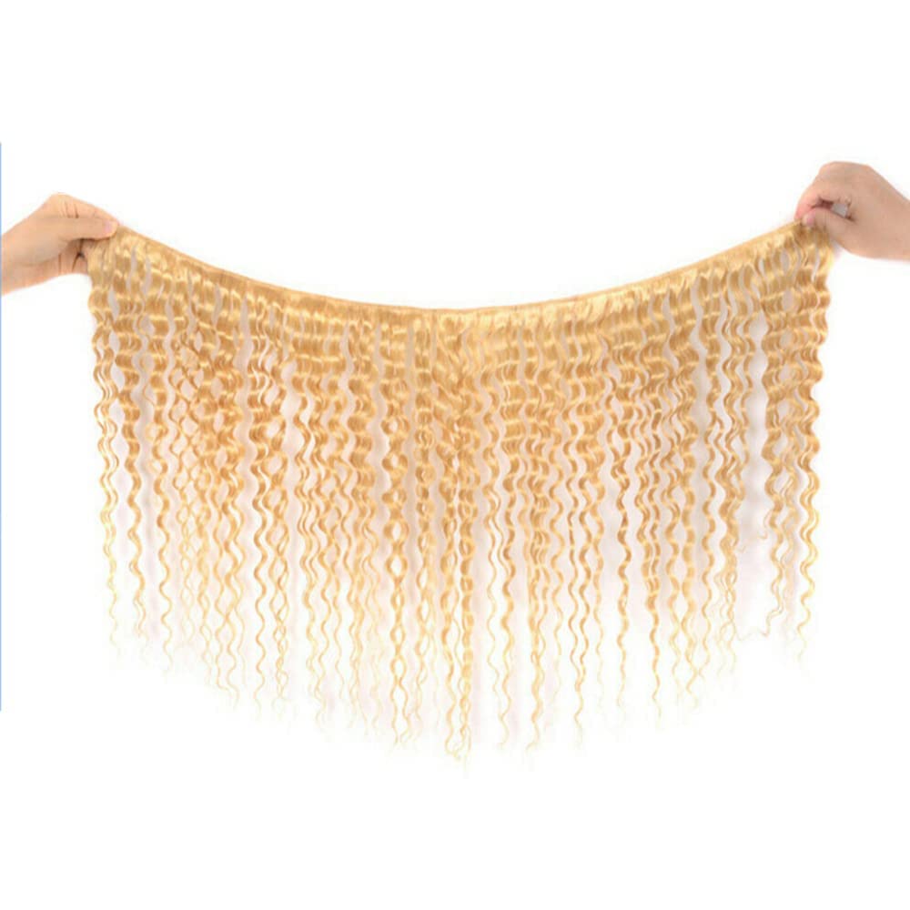 18 20 22 Inch Deep Wave Human Hair Bundles Blonde 613 Bundle Human Hair Extension Blonde Unprocessed Brazilian Virgin Quick Weave Hair Extension for Black Women