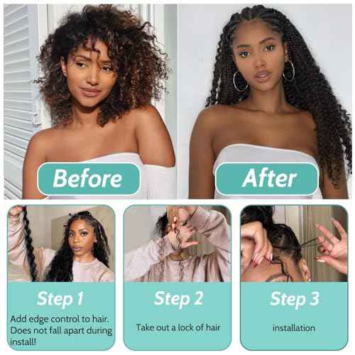 Human Braiding Hair for Boho Braids Human 110g 20 Inch Curly Boho Hair for Braiding Knotless 12A Deep Wave Bulk Bohemian 3 Bundles/Pack Natural Color