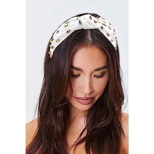 YISSION 1PC Crystal Knotted Headband for Women Non Slip Rhinestone Headband White Head Band Fashion Wide Headbands Hair Accessories for Women Girls