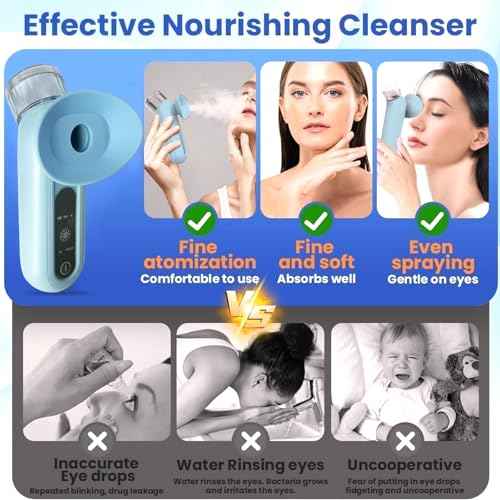Eye Mist Steam Sprayer for Relief Dry Eyes, Eye Treatment, Portable Heated Eye Masks, Mini Eye Moisturizing Cleaning Soothing Steamer, Blue
