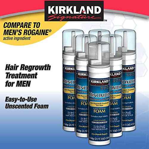 Kirkland Signature Hair Regrowth Treatment Minoxidil Foam for Men, 2.11oz (6 Ct)