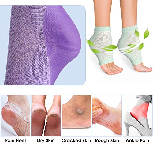 JaGely 7 Pairs Gel Moisturizing Socks for Dry Skin, Toeless, Washable & Reusable, Giftable, Softens Rough Heels & Feet