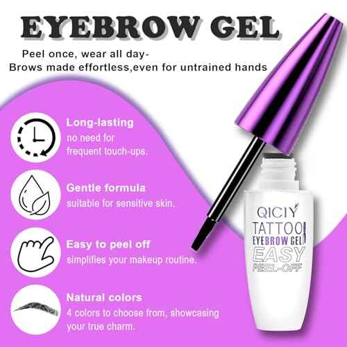 2pcs Easy Peel-Off Eyebrow Gel- Waterproof & Sweatproof, Tattoo Eyebrow Gel Easy Peel Off, Anti-Smudge and Long-Lasting Makeup, Eyebrow Shape is Clearer and More Three-Dimensional (04# Black)
