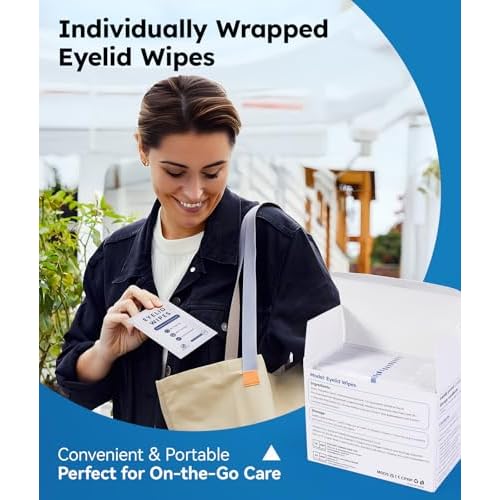 Eyelid Cleansing Wipes for Dry Eye & Blepharitis, Tea Tree Oil Hypoallergenic Eye Wipes for Sensitive Itchy Eyes, Individually Wrapped Eyelid WipesTravel Essentials (30 Count)