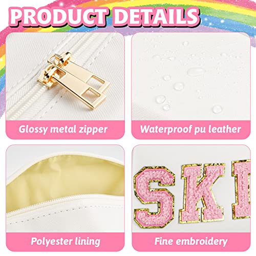 Preppy Makeup Bag,Skincare Bag,PU Leather Portable Waterproof Preppy Stuff for Travel Toiletry Bag,Makeup Bag for Girls Women