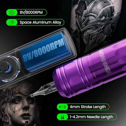 Wormhole Tattoo Gun Kit Xtreme Tattoo Kit Black Tattoo Ink Wireless Tattoo Machine Kit 1,800 mAh Battery Tattoo Power Supply 20 Tattoo Cartridge Needles Multi-function Smart Tattoo Pen