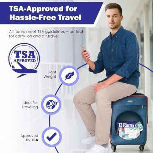 Trektote Travel Toiletry Kit For Men And Women ? 13 Piece Set of Travel Size Toiletries, TSA Compliant, Travel Essentials, Includes Shampoo And Conditioner, Body Wash, Oral Care, Toiletry Bag & More
