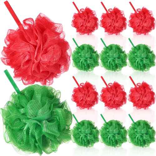 12 Pcs Halloween Bath Loofah Sponge Orange Black Loofah Exfoliating Body Scrubber Shower Sponge 50g Mesh Shower Pouf Balls Gift Set for Women Men Wedding Bathing Accessories