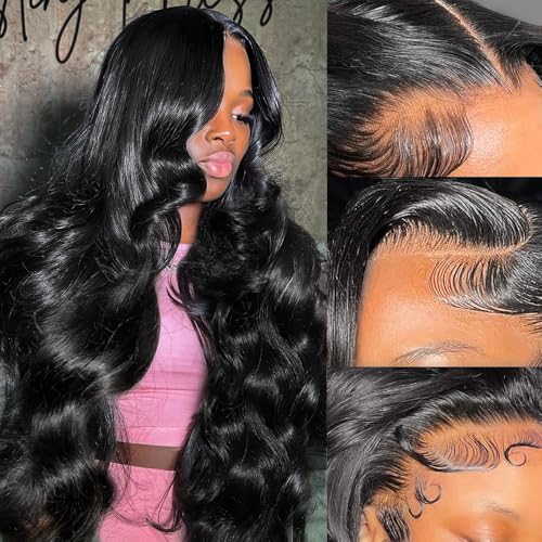 13x6 Lace Front Wigs Human Hair 180% Density Body Wave Transparent HD Lace Frontal Glueless Wigs Human Hair Pre Plucked Wigs With Baby Hair for Women 26 inch