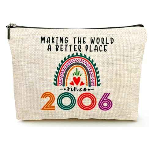 19th Birthday Gifts for Girls Makeup Bags, 2006 Happy 19th Birthday Decorations for Teen Girls, 19 Year Old Girl Birthday Gifts for Daughter, Sister, Granddaughter, Cosmetic Travel Pouch, Christmas