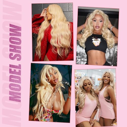 26 Inch 613 Lace Front Wig Human Hair 200 Density Blonde Wig Human Hair Body Wave Blonde Lace Front Wigs Human Hair Pre Plucked 613 HD Lace Frontal Wig 13x6