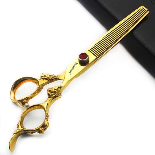 Gold Dragon Professional Hairdressing Scissors - 7 Inch 3-Piece Set (Gold & Black)