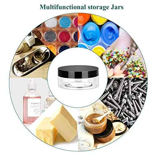 2oz Plastic Jars with Lids 36PCS Small Cosmetic Slime Containers Clear Travel Round Jars Empty Sample Containers Leak Proof Pot Jars with Black Lids for Lotion and Cream Acrylic Powder