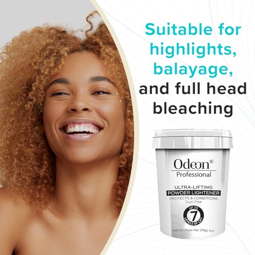 Odeon Professional Ultra-Lifting Hair Bleach Powder 4oz ? Lightens Up to 7 Levels ? For Balayage, Highlights & Full Hair Bleaching ? All Hair Types