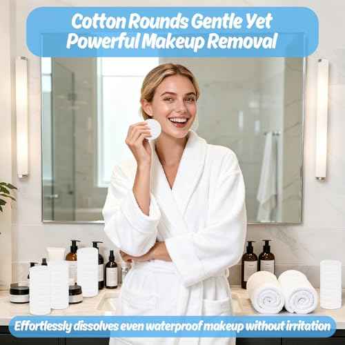 320PCS Cotton Rounds - Cotton Face Pads Organic Cosmetic Exfoliating Rounds Bulk Makeup Pads for Face, Eye, Makeup, Remover, Cleansing, Exfoliating