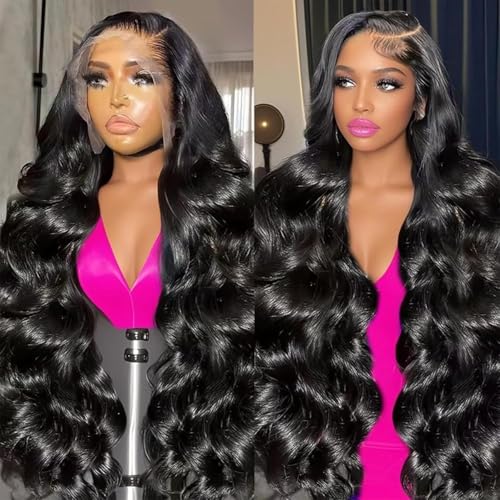 13X6 Body Wave Lace Front Wigs Human Hair Pre Plucked 210 Density Glueless HD Lace Frontal Human Hair Wigs with Baby Hair for Women 18inch