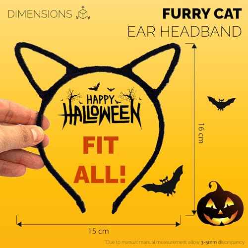 Halloween Cat Ears Headband ? Halloween Black Cat Ear Headband for Cosplay, Fancy Dress, Masquerade & Party Costumes - Black Cat Headbands