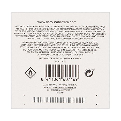 Carolina Herrera Ch Fragrance For Women - Fresh Floral Amber Scent - Top Notes Of Bergamot, Orange, Grapefruit And Juicy Melon - Floral Heart Notes - Ends With Tasty Base Notes - Edt Spray - 1.7 Oz