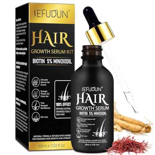 5% Minoxidil for Men and Women Hair Growth Oil, Minoxidil Hair Growth Serum Infused with Biotin for Hair Regrowth Treatment, Scalp Hair Loss Hair Thinning, Natural Hair Growth 2.02 oz