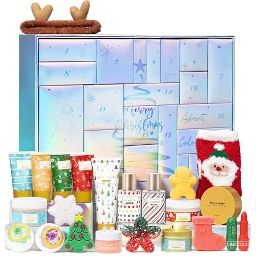 Advent Calendar 2025 for Adults Women, 24 Days Advent Beauty Calendar for Teen Girls Christmas Countdown Calendars Bath Body Spa Self Care Gift Basket for Mom Wife Girlfriend Sister Grandma Friend Her