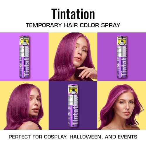 Red by Kiss Tintation Temporary Hair Color Spray 2.82oz, Quick-Dry & Smudge-Proof, Vivid Color Washable Hair Dye, Styling Spray Cosplay Halloween Birthday Party Festival (Vivid Violet)