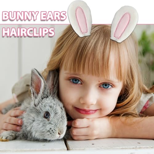 2 Pairs Bunny Ears Hair Clips Easter Rabbit Ears Hair Clips Pink Bunny Ears Halloween Buuny Costume Easter Accessories