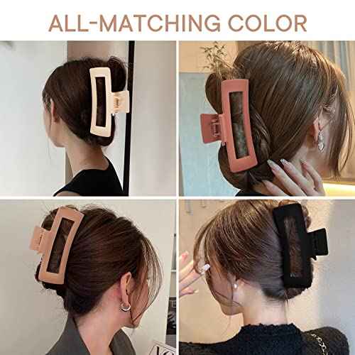 4 Pack 5 Inch Extra Large Claw Clips for Thick Hair, Matte Non-slip XL Big Claw Clips for Long Thick Curly Hair, Jumbo Claw Clip Hair Accessories for Women and Girls