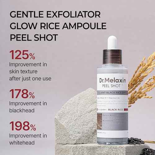 Dr.Melaxin Peel Shot Glow Black Rice Peeling Ampoule 80ml Daily Soft Exfoliating Face and Body Scrub Dead Skin Cells Remover for All Skin Types korean skin care