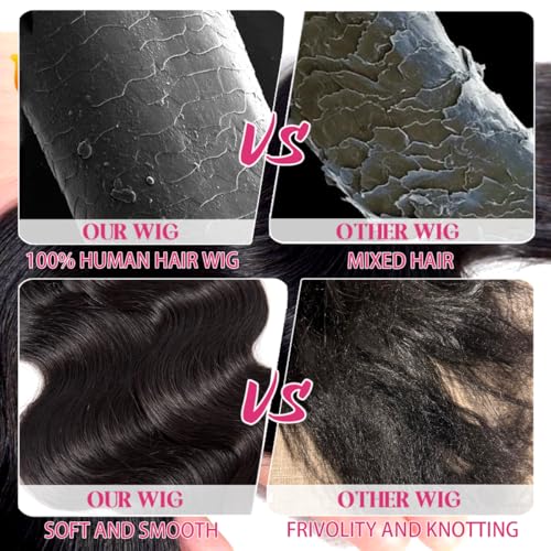 13x6 Body Wave Lace Front Wigs Human Hair HD Transparent Lace Front Wigs Human Hair 180 Density Glueless Frontal Wig for Women Pre Plucked with Baby Hair 22 Inch