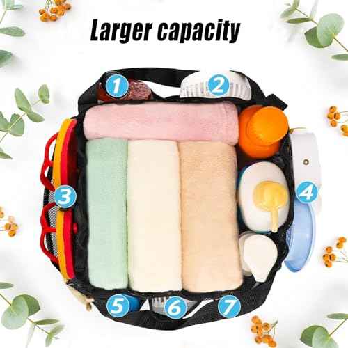 Portable Mesh Shower Caddy ? Hanging Toiletry Bag with Multiple Pockets ? Lightweight Travel Organizer for Bathroom, Camping, and Gym (BLACK)