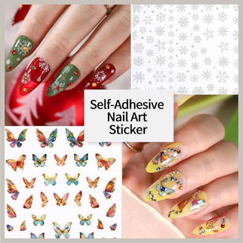 FANDAMEI Nail Art Kit, Nail Design Kit, Nail Brushes, Nail Decorations For Nail Art, Rhinestones For Nails, Nail Stickers, Pearl Chrome Nail Powder, Chrome Powder For Nails, Nail Design Tools