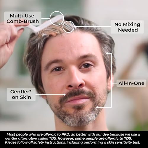 Simpler Men's Hair Color Kit - Full Gray Coverage - Natural Black & Beard Dye - Easy Application for 100% Gray Hair - Natural Black