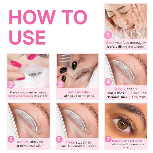 Korean Lash Lift Kit - 5 Sets At Home Eyelash Perm Kit with Upgraded Glue, Eyelash Lift Kit, DIY Lash Perm Easy for Beginner & Professional, Semi Permanent Perming Wave Suitable For Salon & Home